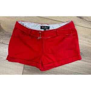 Guess Y2K Shorts Womens 30 Red Belted Cuffed Chino Twill Stretch Casual Summer